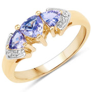 Bids.com 0.90 Carat Genuine Tanzanite and White Topaz .925 Sterling Silver Ring Rings White Smoke size 5.00,size 6.00,size 7.00,size 8.00,size 9.00