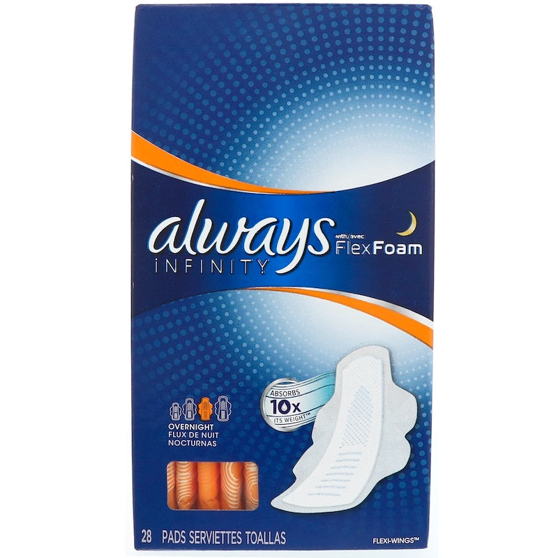 Always Always Infinity Flex Foam With Wings, Overnight, 28 Pads Health & Beauty Midnight Blue