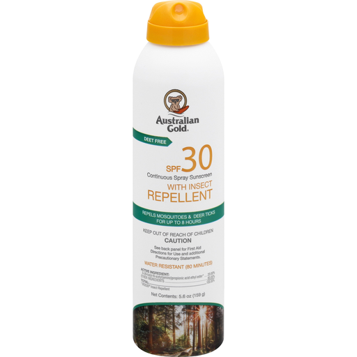 Australian Gold Australian Gold Sunscreen, With Insect Repellent, Continuous Spray, SPF 30, 5.6 Oz Sunscreen Lavender