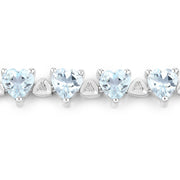 Bids.com 7.71 Carat Genuine Aquamarine and White Diamond .925 Sterling Silver Bracelet Bracelets White Smoke size 7.25