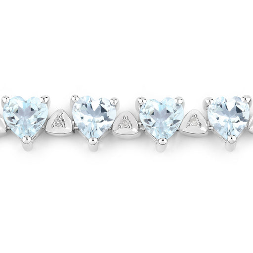 Bids.com 7.71 Carat Genuine Aquamarine and White Diamond .925 Sterling Silver Bracelet Bracelets White Smoke size 7.25