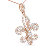 Bids.com 14K Yellow Gold 1.00 Cttw Round Diamond Fleur De Lis 18" Pendant Necklace (H-I Color, SI2-I1 Clarity) Necklaces White Smoke Yellow.Gold / 18