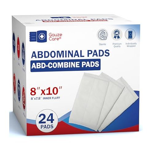 0 Curity Abdominal Pads, Sterile, 8" x 10" (Pack of 18) Health Care White Smoke