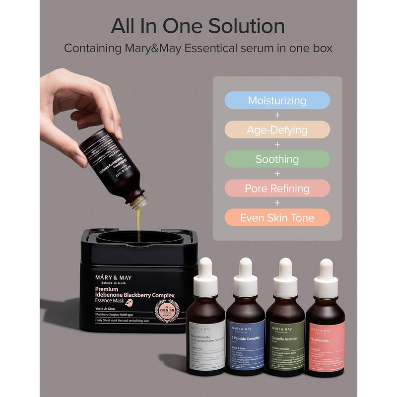 AsiaBeautyMall Mary & May Premium Idebenone Blackberry Complex Essence Mask Face Mask Light Slate Gray