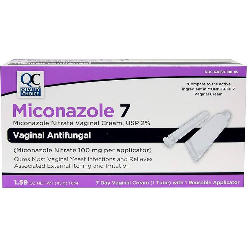 Quality Choice Miconazole 7 Vaginal Cream 2% - 45g 1.59 oz with 7-Day Applicator Medicine & Drugs Lavender