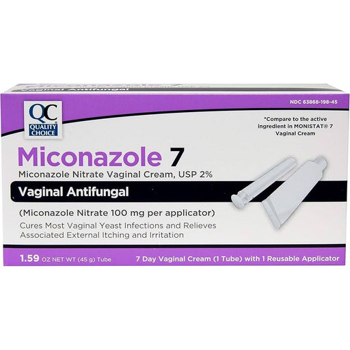Quality Choice Miconazole 7 Vaginal Cream 2% - 45g 1.59 oz with 7-Day Applicator Medicine & Drugs Lavender