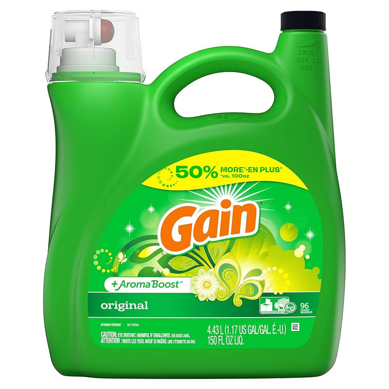 Gain Gain + Aroma Boost Liquid Laundry Detergent, Original, 96 Loads 150 fl oz Home Fragrance White Smoke
