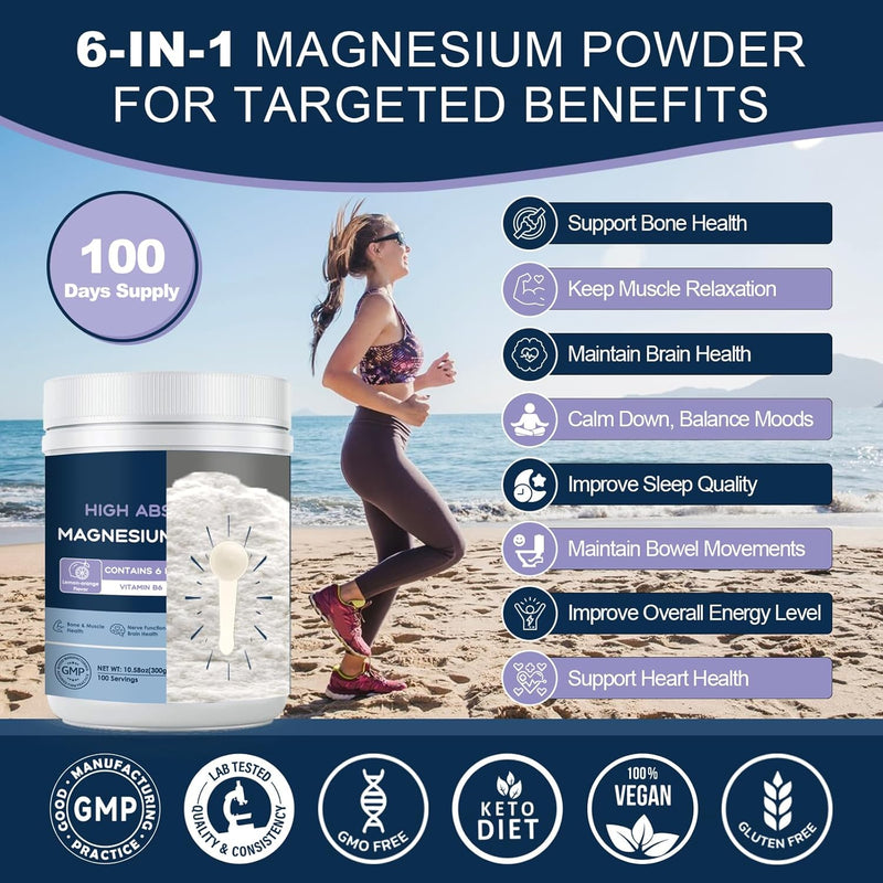 Nature Target Magnesium Powder Supplement, 10.58 OZ Magnesium Glycinate Midnight Blue