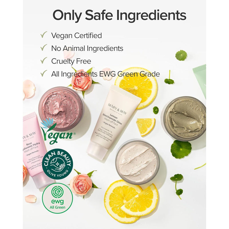 AsiaBeautyMall Mary & May Vegan Wash Off Mask Mini Gift Set Face Mask White Smoke