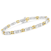 Bids.com 10K Two-Tone Gold Princess Cut Diamond Geo Link Bracelet (1.00 cttw, H-I Color, SI1-SI2 Clarity) Bracelets White Smoke YellowWhite.Gold / 7