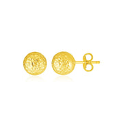 Bids.com 14k Yellow Gold Ball Earrings with Crystal Cut Texture Earrings White Smoke Yellow Gold