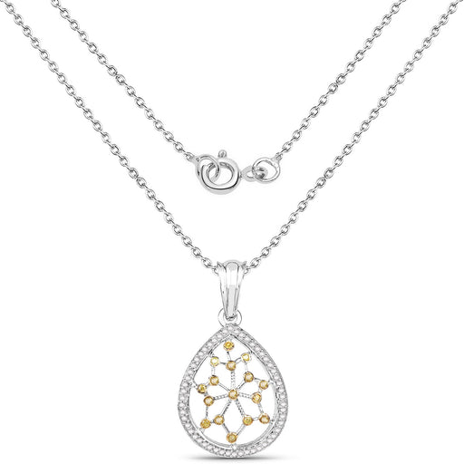 Bids.com 0.45 Carat Genuine White Diamond and Yellow Diamond .925 Sterling Silver Pendant Pendants White Smoke