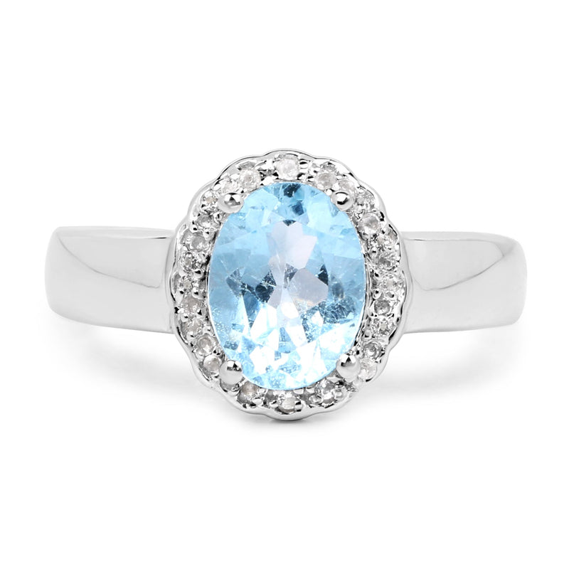 Bids.com 2.58 Carat Genuine  Blue Topaz and White Topaz .925 Sterling Silver Ring Rings White Smoke Size 9.00,size 6.00,size 7.00,size 8.00,9.00,size 5.00