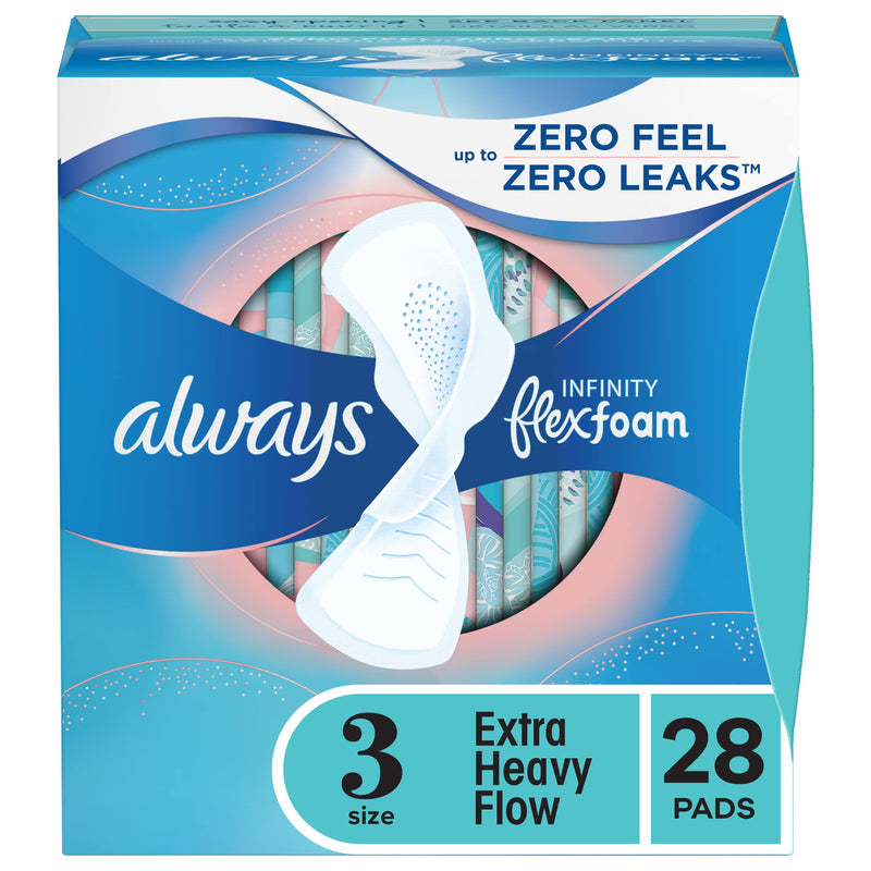 Always Always Infinity Size 3 Extra Heavy Flow Pads With Wings 28 Feminine Pads & Protectors White Smoke