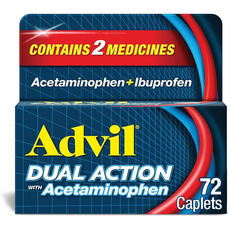 Advil Advil Dual Action with Acetaminophen Back Pain 72 Caplets Medicine & Drugs Midnight Blue