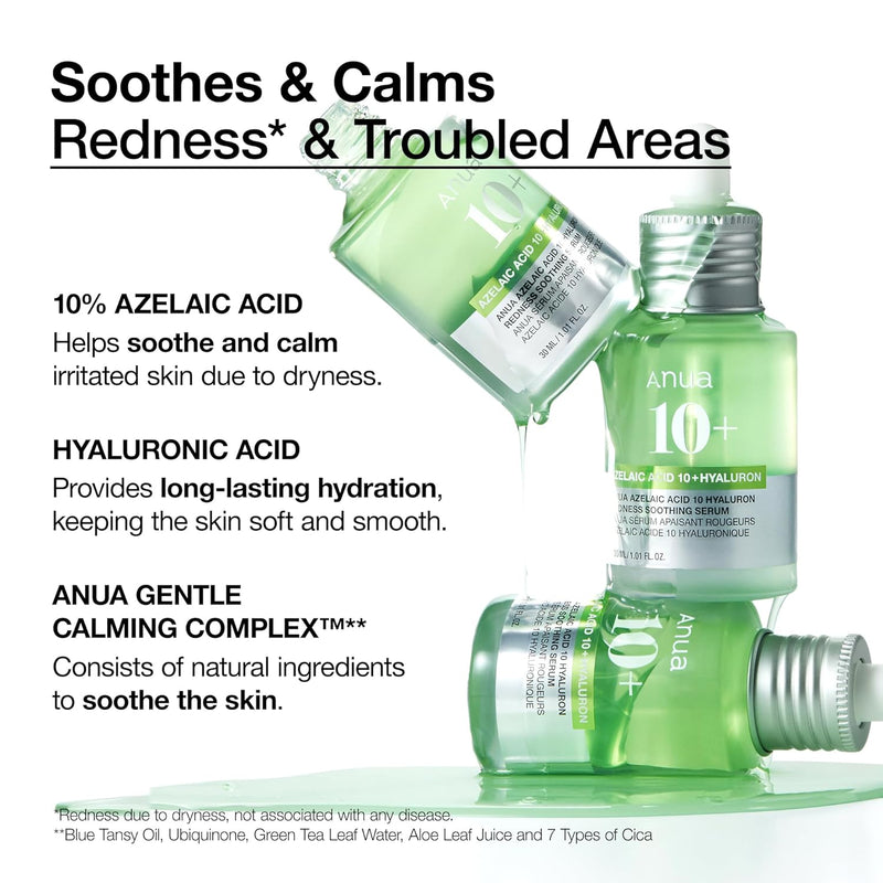AsiaBeautyMall ANUA Azelaic Acid 10 Hyaluron Redness Soothing Serum Serum White Smoke