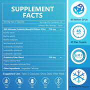 Nature Target SBO Probiotics with Prebiotic Fiber, 60B CFUs, 90 Vegan Caps Probiotic Steel Blue