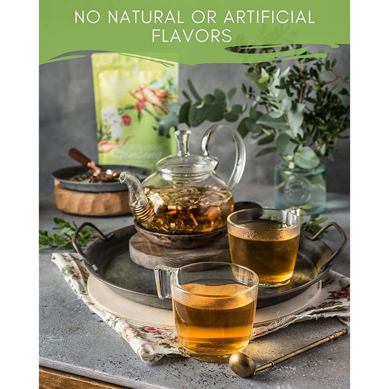 Gardenika Shop Ginseng Green Tea, Medium-Caffeine - Energy Boost - Organic & Kosher Loose Leaf Tea Yellow Green