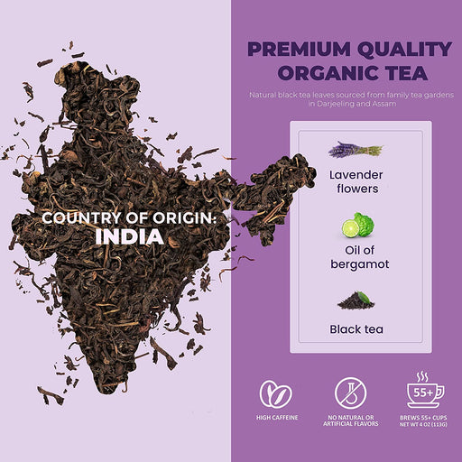 Gardenika Shop Earl Grey Lavender Tea, Black Tea with Bergamot - Organic & Kosher Loose Leaf Tea Lavender