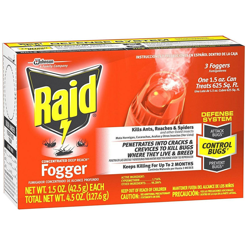 Raid Raid Concentrated Deep Reach Fogger, 3-Pack (6 oz Cans) Pest Control Orange Red