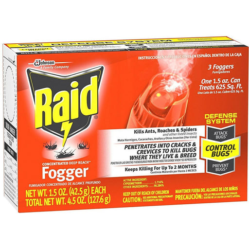 Raid Raid Concentrated Deep Reach Fogger, 3-Pack (6 oz Cans) Pest Control Orange Red