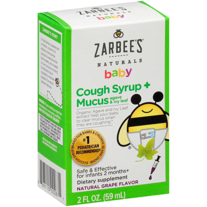Zarbee's Zarbee's Naturals Baby Cough Syrup + Mucus Reducer Natural Grape Flavor 2 Oz Syrup Light Gray