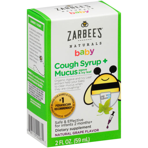 Zarbee's Zarbee's Naturals Baby Cough Syrup + Mucus Reducer Natural Grape Flavor 2 Oz Syrup Light Gray