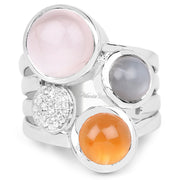 Bids.com 5.96 Carat Genuine Multi Stone .925 Sterling Silver Ring Rings White Smoke size 8.00,size 6.00,size 7.00,size 9.00