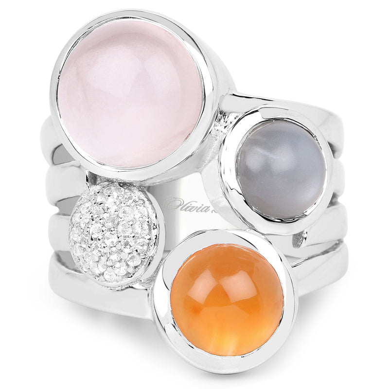 Bids.com 5.96 Carat Genuine Multi Stone .925 Sterling Silver Ring Rings White Smoke size 8.00,size 6.00,size 7.00,size 9.00