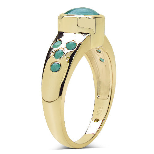 Bids.com 14K Yellow Gold Plated 1.55 Carat Genuine Emerald & White Diamond .925 Sterling Silver Ring Rings White Smoke size 8.00,size 6.00,size 7.00,size 9.00