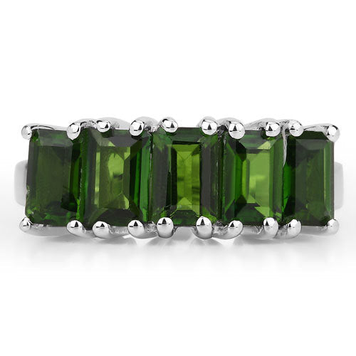 Bids.com 3.25 Carat Genuine Chrome Diopside .925 Sterling Silver Ring Rings Dark Slate Gray size 7.00,size 6.00,size 8.00,size 9.00,size 10.00,size 5.00