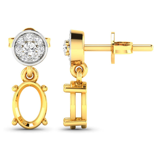 Bids.com 0.11 Carat Genuine White Diamond 14K Yellow Gold Semi Mount Earrings - holds 7x5mm Oval Gemstones Earrings White Smoke