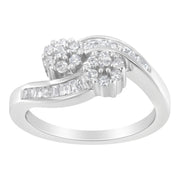Bids.com 14K White Gold Round and Baguette Diamond Bypass Ring (1/2 cttw, H-I Color, I1-I2 Clarity) - Ring Size 6 Rings White Smoke 7 / White.Gold,6 / White.Gold