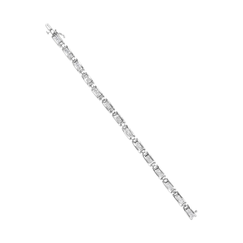 Bids.com 14K White Gold 3.0 Cttw Invisible Set Princess Cut Diamond Link and Buckle 7.25" Tennis Bracelet (I-J Color, I1-I2 Clarity) Bracelets White Smoke White.Gold / 7.25