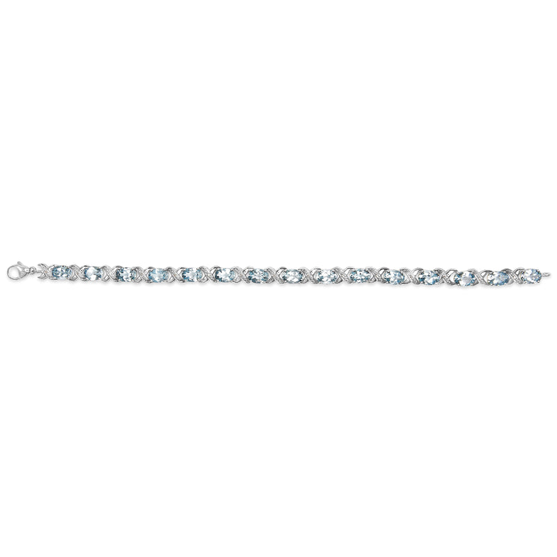 Bids.com .925 Sterling Silver 16.0 Cttw Oval Blue Topaz and Diamond Accent Tennis X Link Bracelet (I-J Color, I1-I2 Clarity) - Size 7" Inch Bracelets Lavender White.Sterling Silver / 7