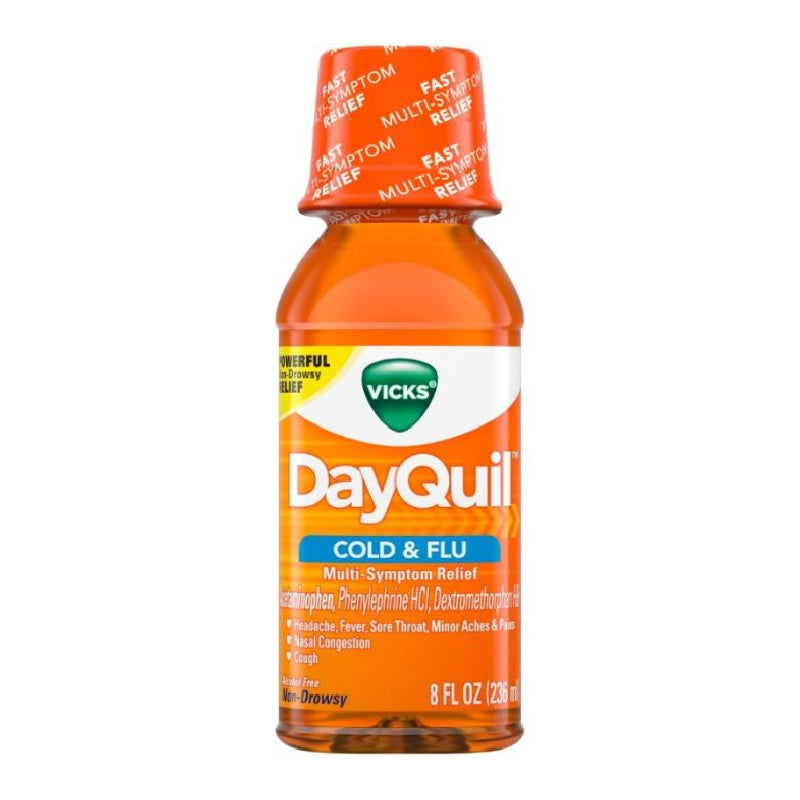 Vicks Vicks DayQuil Cold & Flu Relief – Non-Drowsy Liquid (8 Fl Oz) Health & Beauty White Smoke