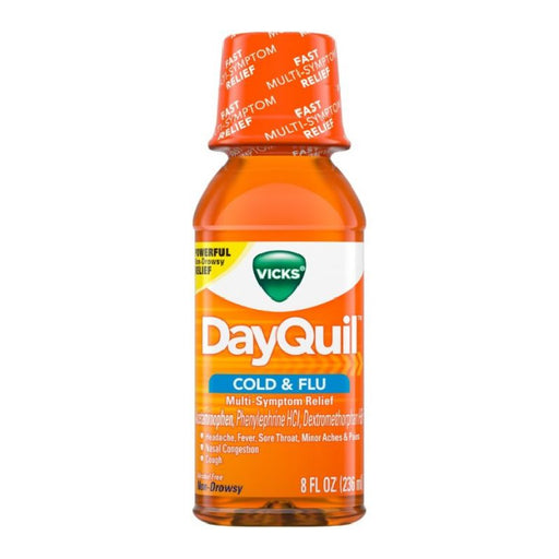Vicks Vicks DayQuil Cold & Flu Relief – Non-Drowsy Liquid (8 Fl Oz) Health & Beauty White Smoke