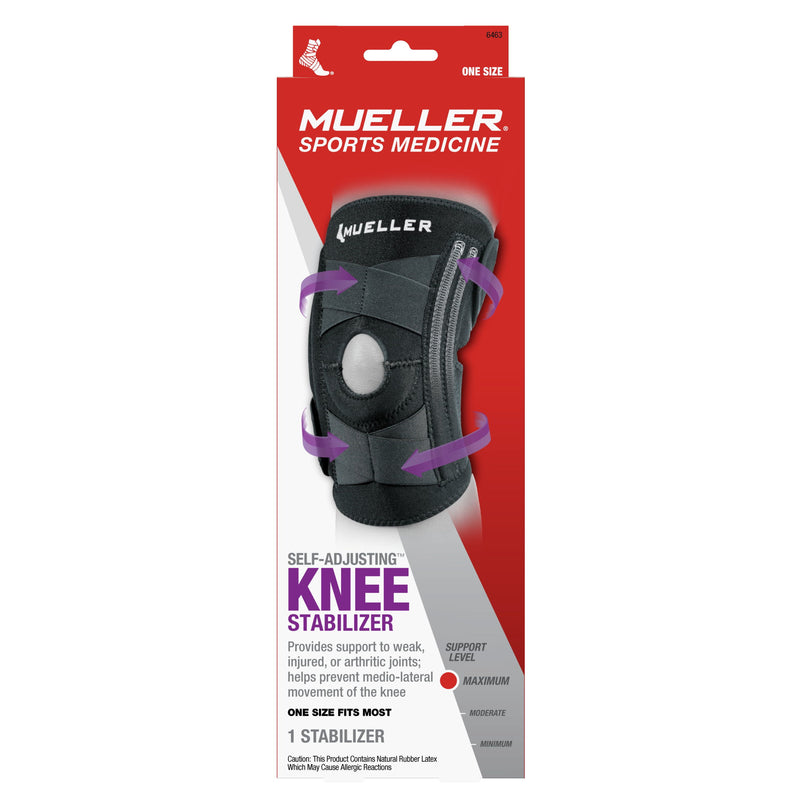 Mueller Mueller Self Adjusting Knee Stabilizer One Size Fits Most Black Camera Stabilizers & Supports White Smoke
