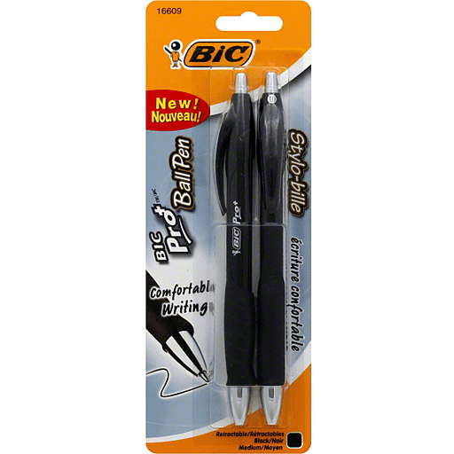 BiC BiC Pro+ Ball Pen Medium Retractable Black Laundry Balls Black