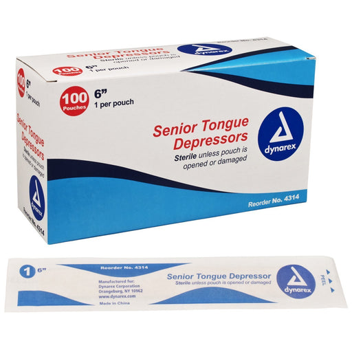 Dynarex Senior  Tongue Dprs,  100 6N Str Tongue Depressors White Smoke
