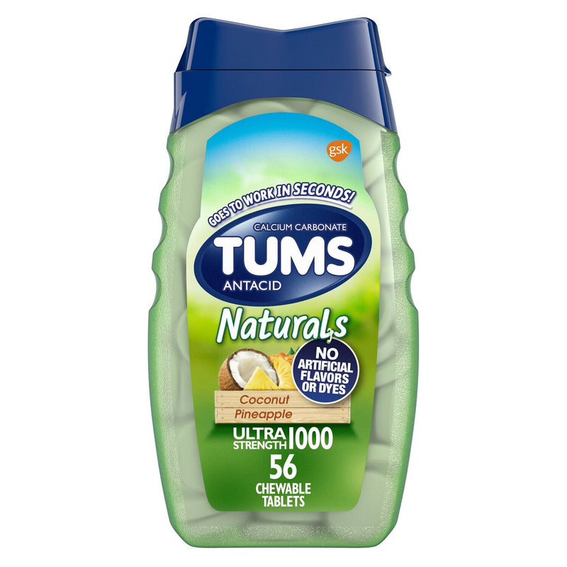 Tums Tums Naturals Ultra Strength Antacid Chewable Tablets - Coconut Pineapple - 56ct Pineapples White Smoke