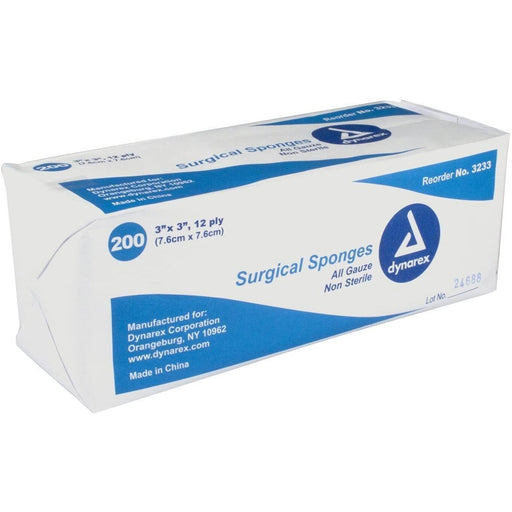 Dynarex Dynarex Standard Non-Sterile Gauze Sponges, 12 Ply, 3 Inx3 In First Aid White Smoke
