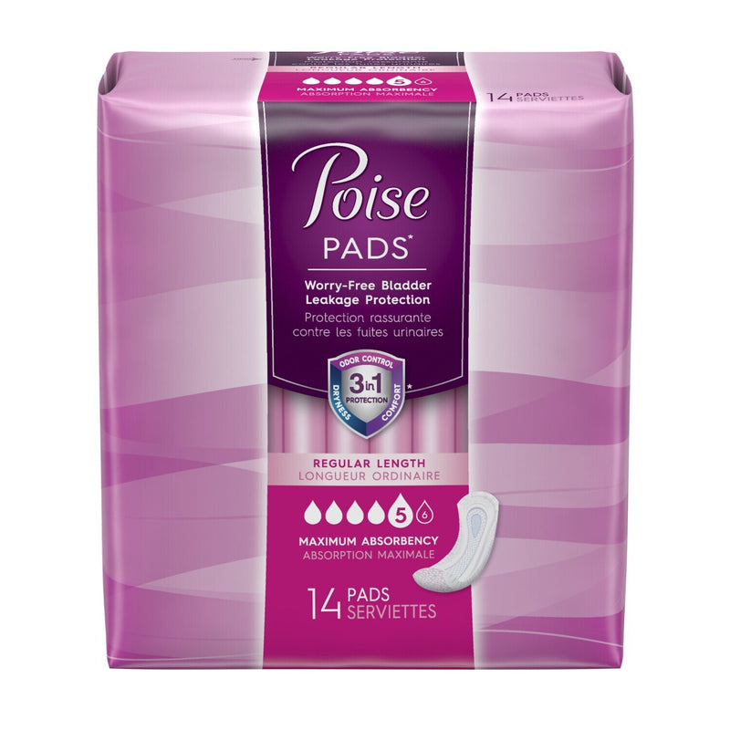 Poise Poise Incontinence Pads, Maximum Absorbency, Regular Length, 84ct Menstrual Pads Rosy Brown