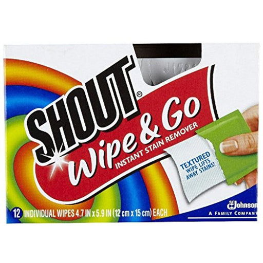 Shout Shout Wipe - Go Instant Stain Remover Wipes 50 ct Pet Odor & Stain Removers Black