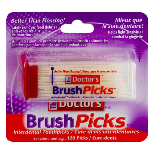The Doctor's The Doctor's BrushPicks Interdental Toothpicks, 120 Count - Plaque & Food Remover Toothpicks Dark Magenta