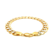 Bids.com 10 mm 14k Two Tone Gold Pave Curb Bracelet Bracelets White Smoke 8.5 / Two-Tone Gold