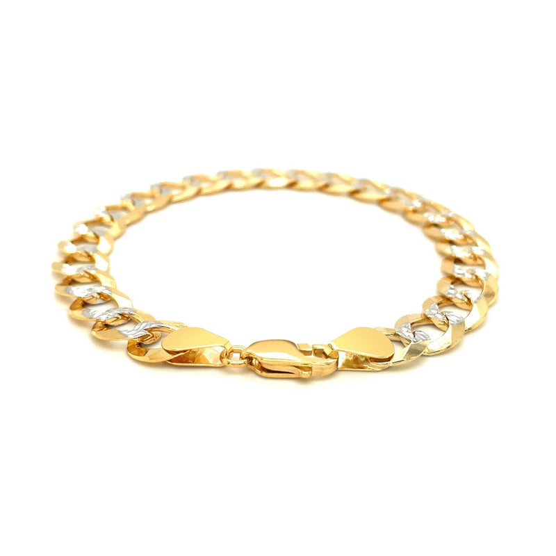 Bids.com 10 mm 14k Two Tone Gold Pave Curb Bracelet Bracelets White Smoke 8.5 / Two-Tone Gold
