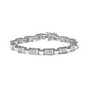Bids.com 14K White Gold 2.00 Cttw Princess Diamond Invisible Set Link Bracelet (H-I Color, SI2-I1 Clarity) - 7" Bracelets White Smoke White.Gold / 7