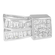 Bids.com 14K White Gold 1 5/8 cttw Princess and Baguette Cut Diamond Heart Ribbon Pendant Necklace (G-H, VS1-VS2) Necklaces Light Gray White.Gold / 18