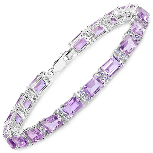 Bids.com 19.19 Carat Genuine Amethyst and Tanzanite .925 Sterling Silver Bracelet Bracelets White Smoke size 7.25,size 7.50,size 8.00